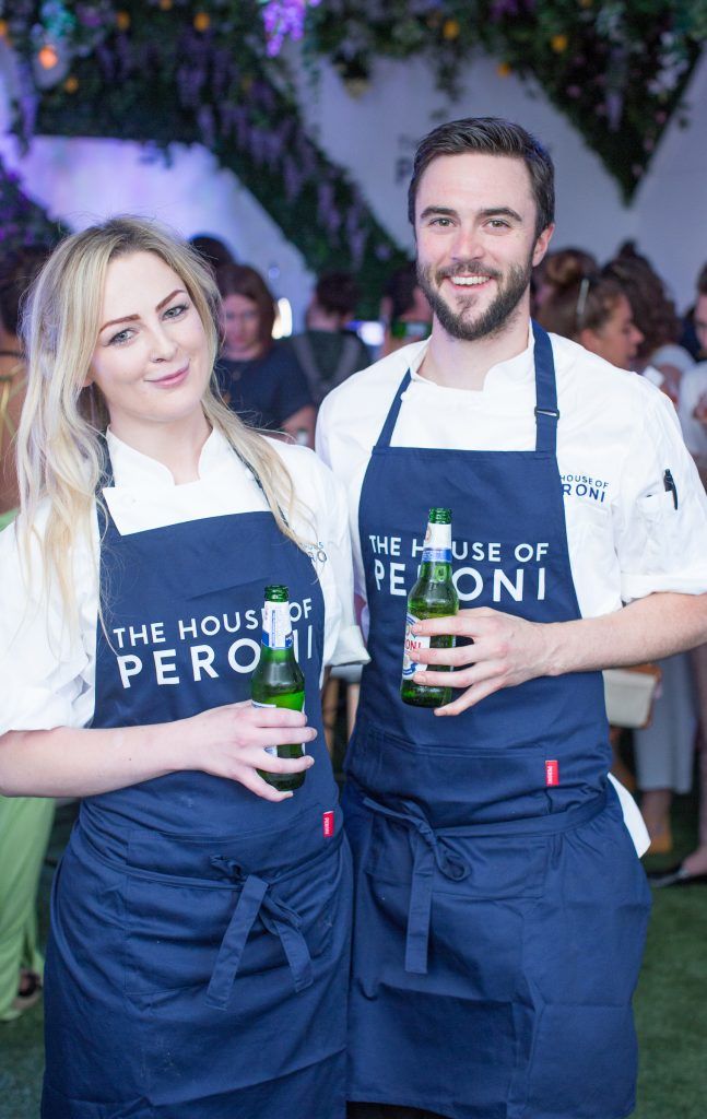 Grainne O’Keeffe & Hugh Higgins pictured at the launch of The House of Peroni in Dublin. Photo: Anthony Woods