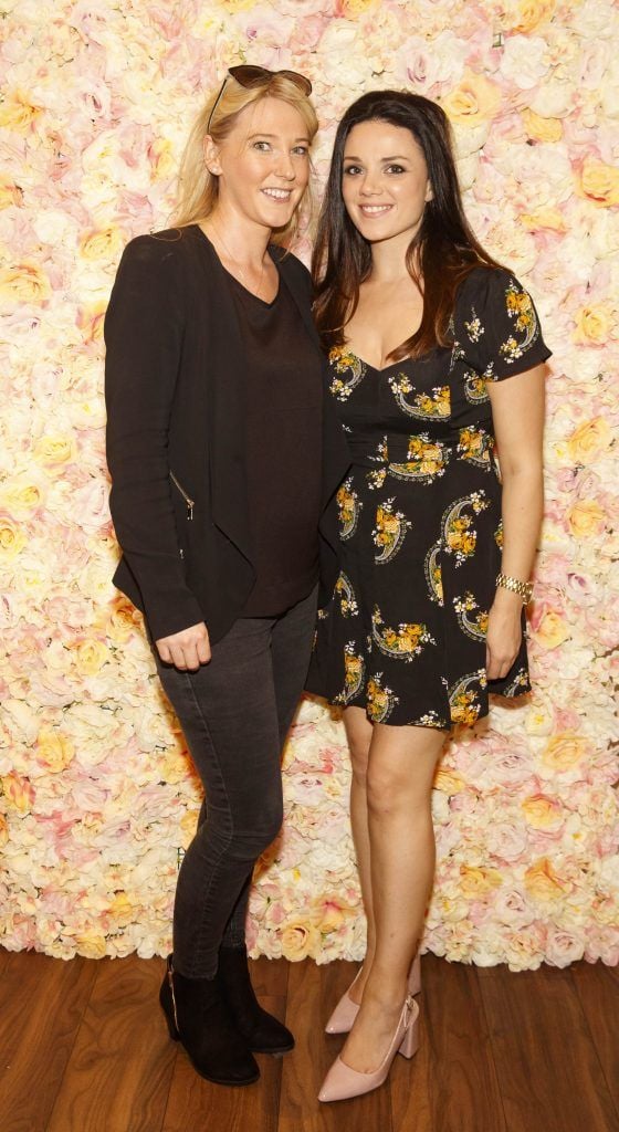 Katie McGill and Elaine Stenson pictured at the Miss Universe Ireland 2018 Pampering Launch Evening in Zero One Salon, Wicklow St, Dublin. Picture: Andres Poveda