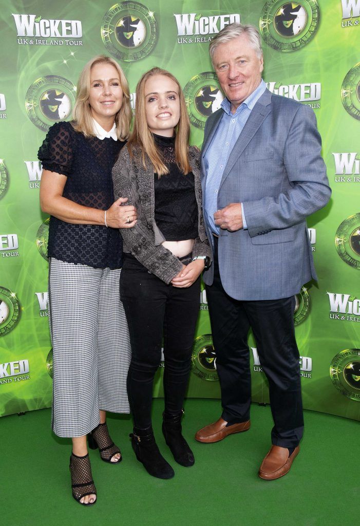 Kathy Kenny Nicole Kenny and Pat Kenny pictured at  the opening night of the West End Musical Wicked at the Bord Gais Energy Theatre ,Dublin Picture: Brian McEvoy Photography
