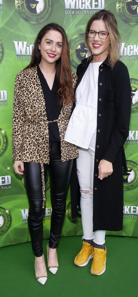 Elle Gordon and Niamh Devereux pictured at the opening night of the West End Musical Wicked at the Bord Gais Energy Theatre ,Dublin Picture: Brian McEvoy Photography
