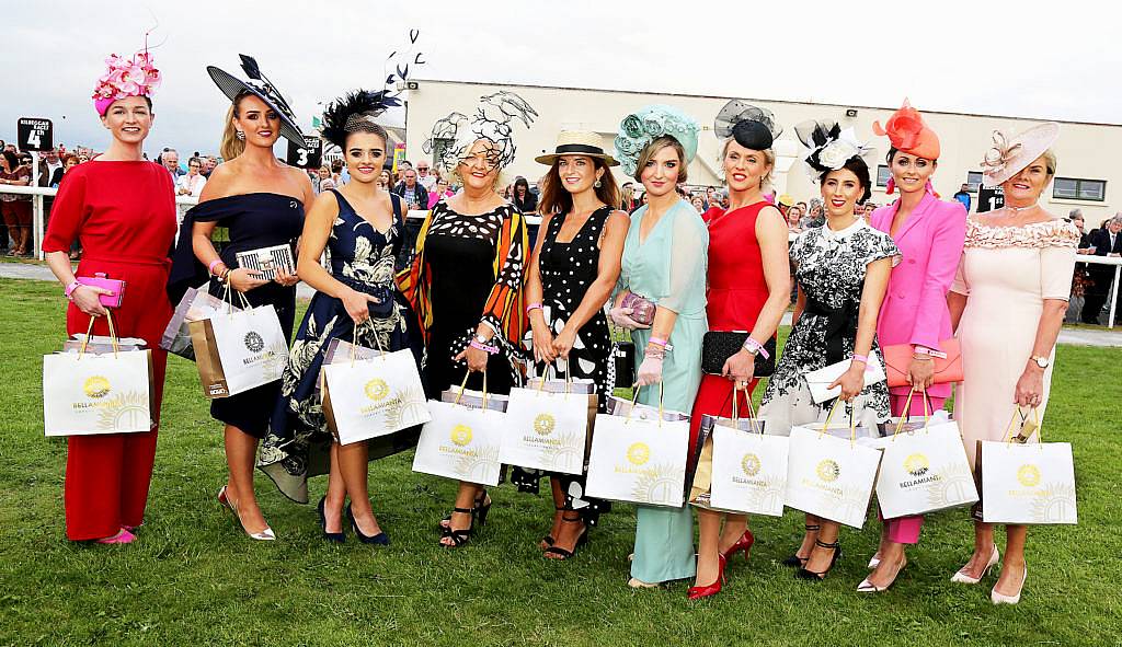 Finalists of the Best Dressed Competition at the Kilbeggan Races Best Dress Lady Competition Sponsored By Bellamianta Luxury Tan and The Wineport Lodge. Picture: Aishling Conway
