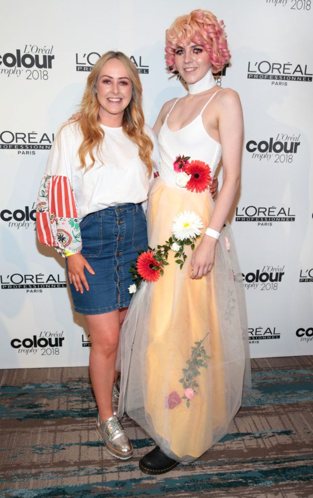 Shakira Clohessy and Caoimhe Keegan  pictured at the L’Oréal Colour Trophy Grand Final 2018 at the Clayton Hotel, Dublin. Picture: Andres Poveda 