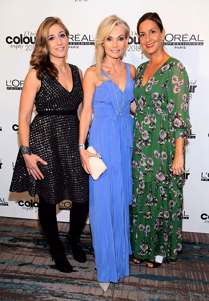Beatrice Dauztenberg ,Angie Dromgoole and Monica Teodoro pictured at the L’Oréal Colour Trophy Grand Final 2018 at the Clayton Hotel, Dublin. Picture: Andres Poveda 