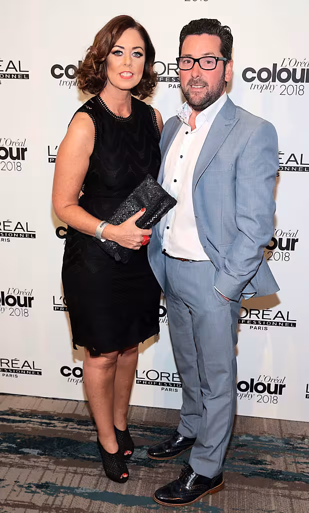 Catherine McElligott and Martin McElligott pictured at the L’Oréal Colour Trophy Grand Final 2018 at the Clayton Hotel, Dublin. Picture: Andres Poveda 
