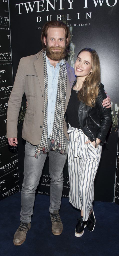 Eric Johnson and Kirsty Dawn Dinsmore pictured at The Vikings cast and crew official rap party at the exclusive Twenty Two Dublin. Photo: Patrick O'Leary