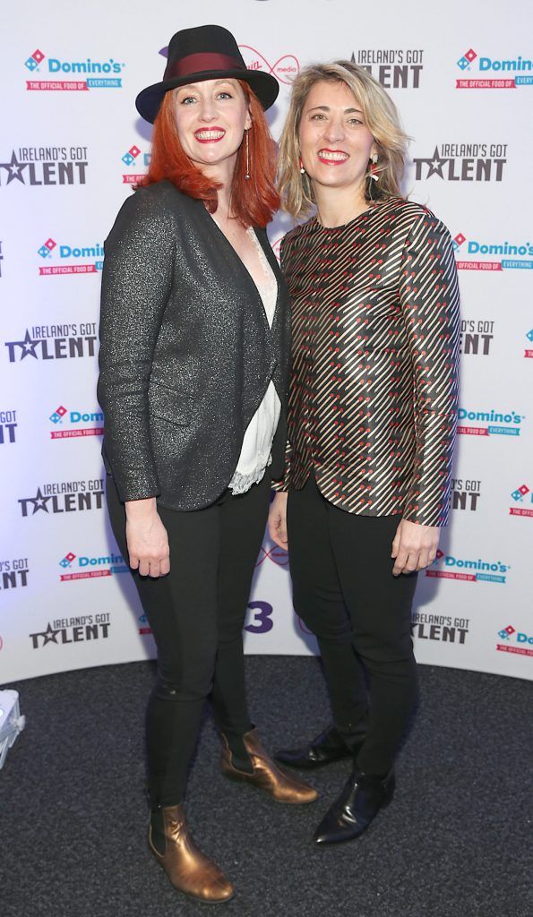 Kate O Sullivan and Fabrizia Giordano at TV3's Ireland's Got Talent final at the Helix Theatre, Dublin. Photo: Brian McEvoy Photography