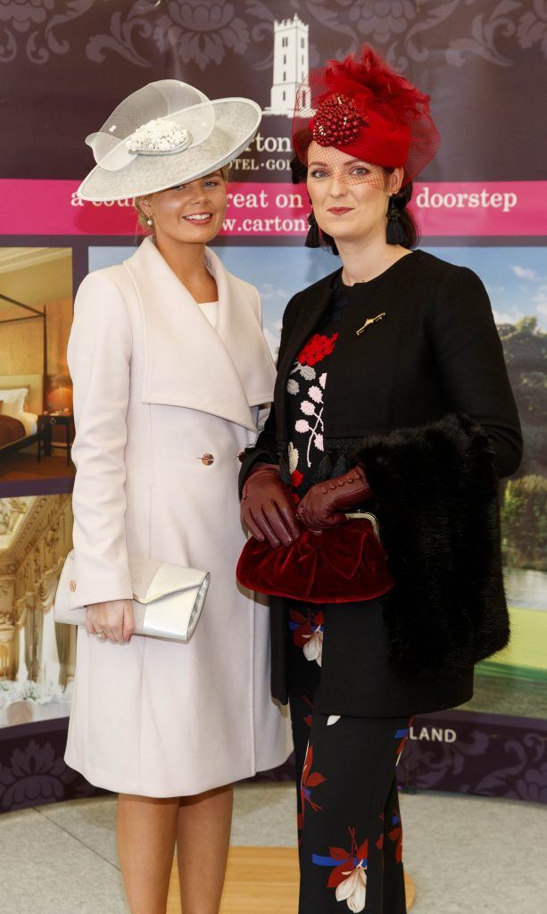 Diane Trimble and Diane Lee from Fermanagh pictured for the Carton House Most Stylish Lady competition at the Boylesports Irish Grand National, Fairyhouse Racecourse, Easter Monday 2nd April 2018. Picture Andres Poveda