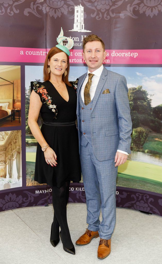 Lorraine Allis and Carlo Boersma of Carton House are pictured at the Carton House Most Stylish Lady competition at the Boylesports Irish Grand National, Fairyhouse Racecourse, Easter Monday 2nd April 2018. Picture Andres Poveda