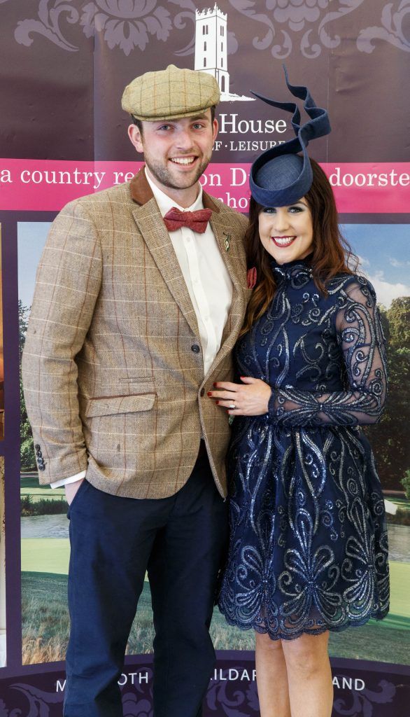 Newley engaged couple Declan Toner from Armagh with Emma McNeill from Co Down pictured for the Carton House Most Stylish Lady competition at the Boylesports Irish Grand National, Fairyhouse Racecourse, Easter Monday 2nd April 2018. Picture Andres Poveda