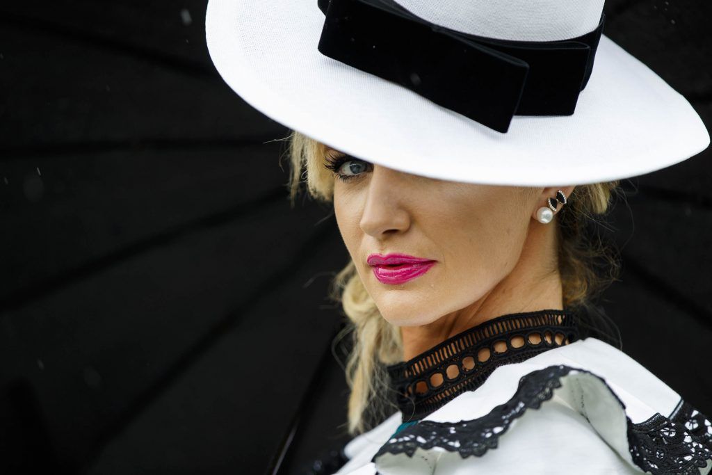 Lorna Doogue from Kilkenny pictured for the Carton House Most Stylish Lady competition at the Boylesports Irish Grand National, Fairyhouse Racecourse, Easter Monday 2nd April 2018. Picture Andres Poveda