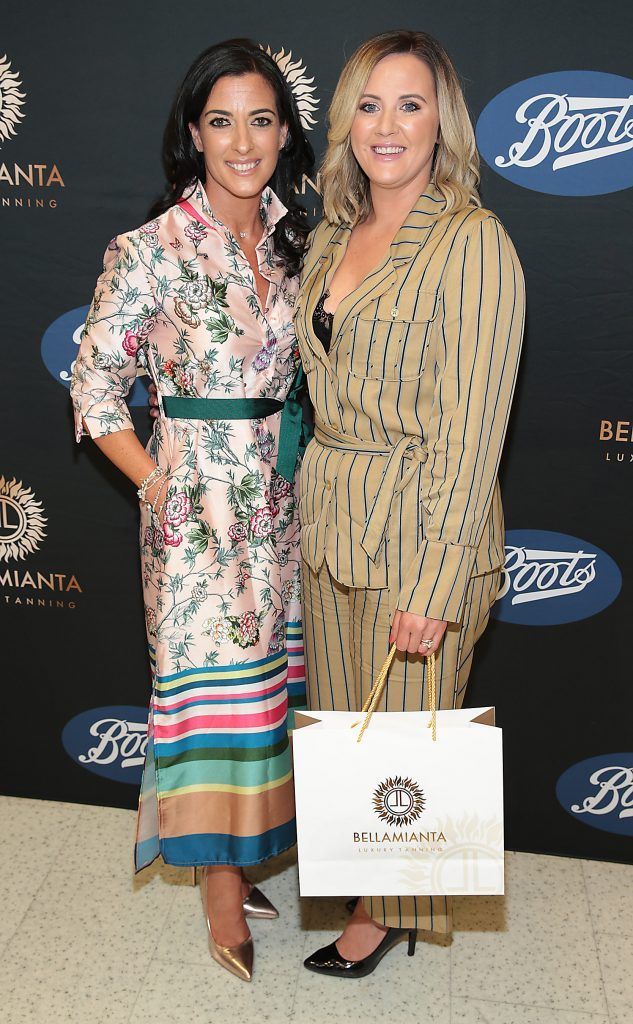 Lisa McGowan and Linda McNamee at the launch of Bellamianta Tan into Boots Stores across Ireland. Photo by Brian McEvoy