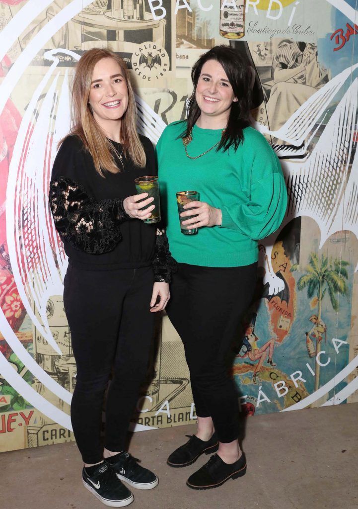 Caroline Gray and Nathalie Ryan at the launch of BACARDI Cuatro and Ocho, which took place at an exclusive speakeasy event off Camden Street (9th April 2018). Pic: Marc O'Sullivan