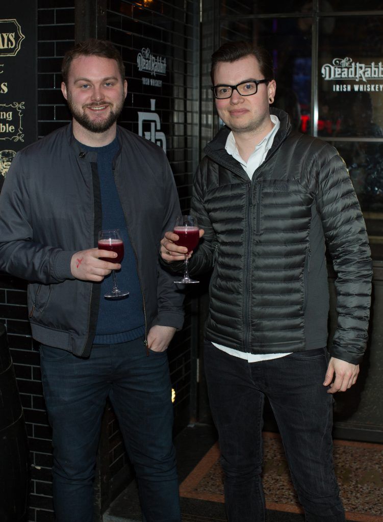 James O’ Brien & Robert Flemming at the launch of The Dead Rabbit Irish Whiskey, a new, super-premium, five-year-old Irish whiskey, in The Rag Trader, Dublin. Photo: Anthony Woods