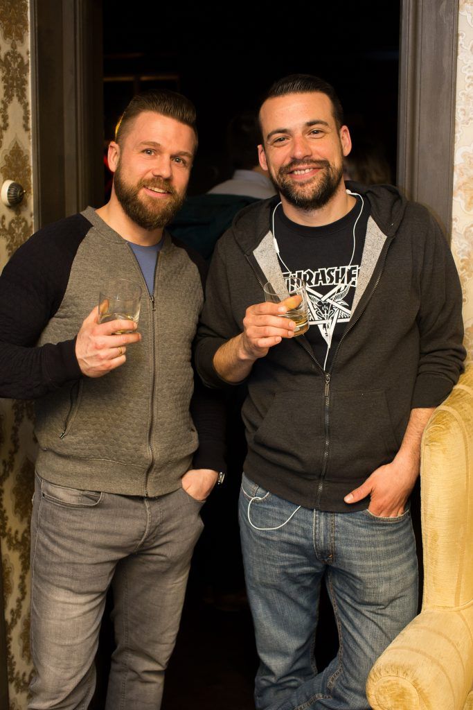 Robert Bakowicz & Lovro Nikolic at the launch of The Dead Rabbit Irish Whiskey, a new, super-premium, five-year-old Irish whiskey, in The Rag Trader, Dublin. Photo: Anthony Woods