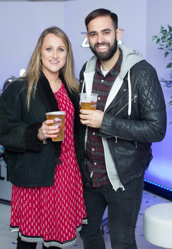 Justine King & Conor O’Reilly pictured at the Dublin launch of the Coors Light Challenge Rooms, Pembroke Square, Dundrum Town Centre. Photo: Anthony Woods