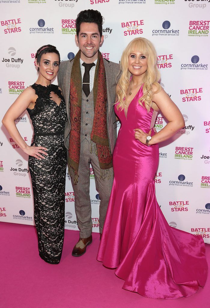 Denise Ashe, Edward Smith and Emma Cassidy pictured at Breast Cancer Ireland's Battle of the Stars event proudly supported by Joe Duffy Group at The Clayton Hotel on Burlington Road, Dublin. Photo: Brian McEvoy