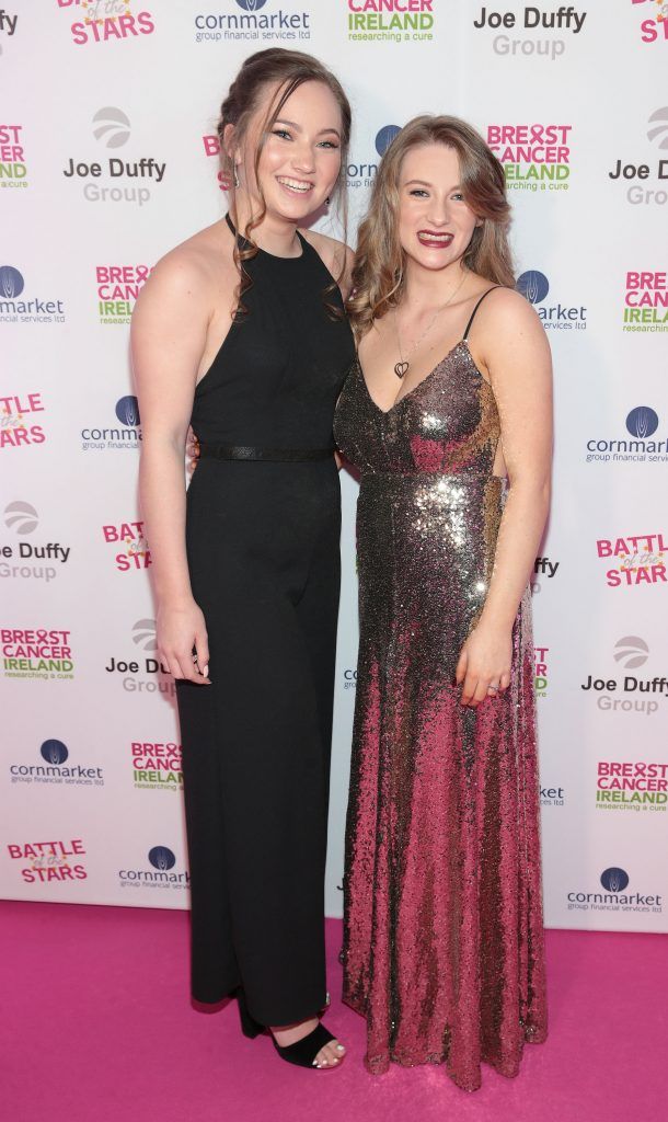 Ava Stokes and Saoirse Dunleavy pictured at Breast Cancer Ireland's Battle of the Stars event proudly supported by Joe Duffy Group at The Clayton Hotel on Burlington Road, Dublin. Photo: Brian McEvoy