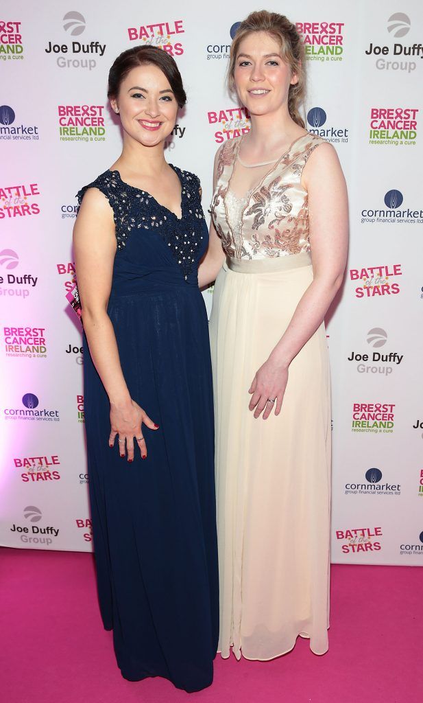 Amy Farrelly and Michelle  Grier pictured at Breast Cancer Ireland's Battle of the Stars event proudly supported by Joe Duffy Group at The Clayton Hotel on Burlington Road, Dublin. Photo: Brian McEvoy