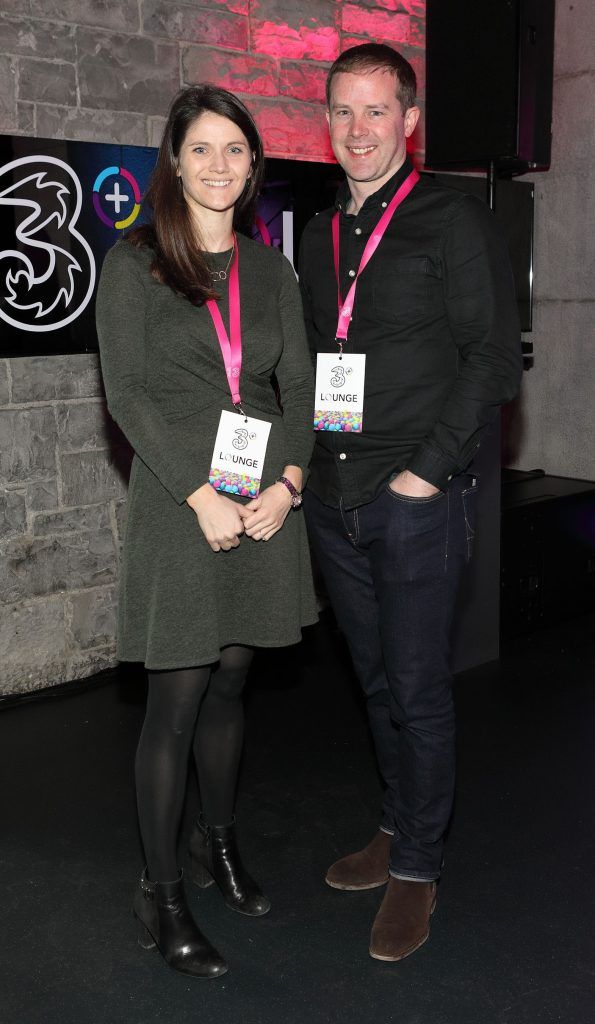 Clare Aughney and Gavin McAllister at the launch of the 3Plus Lounge at 3Arena to mark Three's 10 year sponsorship renewal of Ireland's leading entertainment venue. Picture by Brian McEvoy Photography