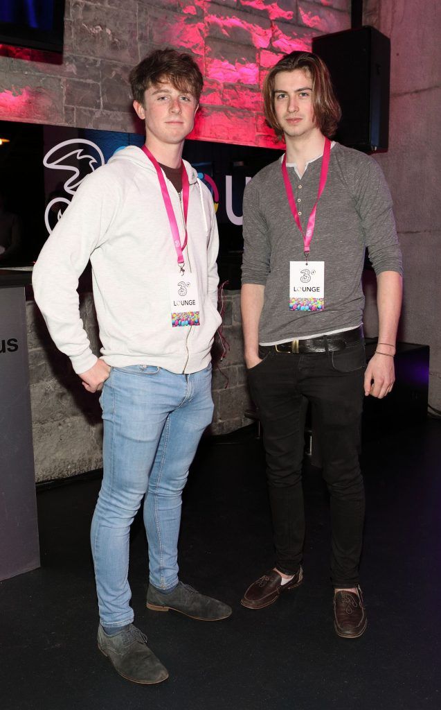 Ciaran Finnegan and Matthew Burke at the launch of the 3Plus Lounge at 3Arena to mark Three's 10 year sponsorship renewal of Ireland's leading entertainment venue. Picture by Brian McEvoy Photography