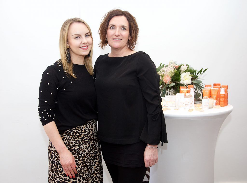 Katie Allen and Serena Lawlor pictured at the Eau Thermale Avène Skin Speed Dating event which celebrated a selection of new launches. Photo: Karen Morgan/Lensmen