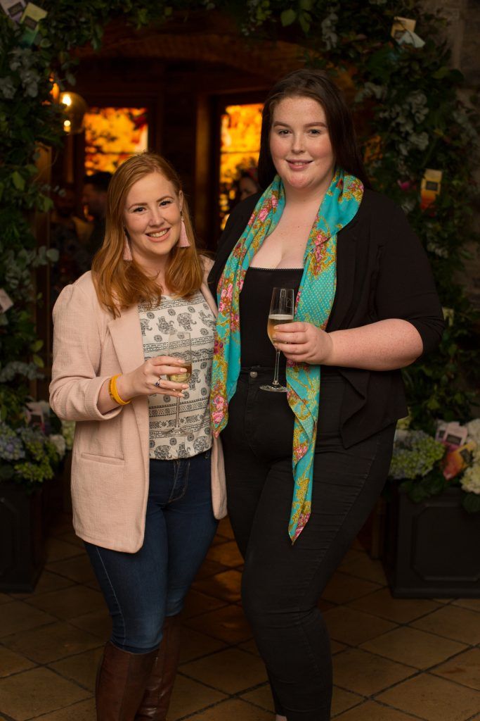 Megan Roantree & Jen Morris pictured at the exclusive Green & Black's chocolate and wine pairing event in Dublin's Merrion Hotel Cellar Bar. Photo: Anthony Woods