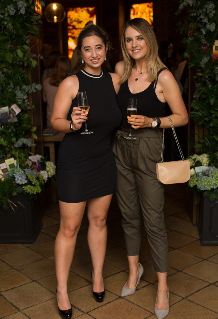 Nirina Plunkett & Lorna Duffy pictured at the exclusive Green & Black's chocolate and wine pairing event in Dublin's Merrion Hotel Cellar Bar. Photo: Anthony Woods
