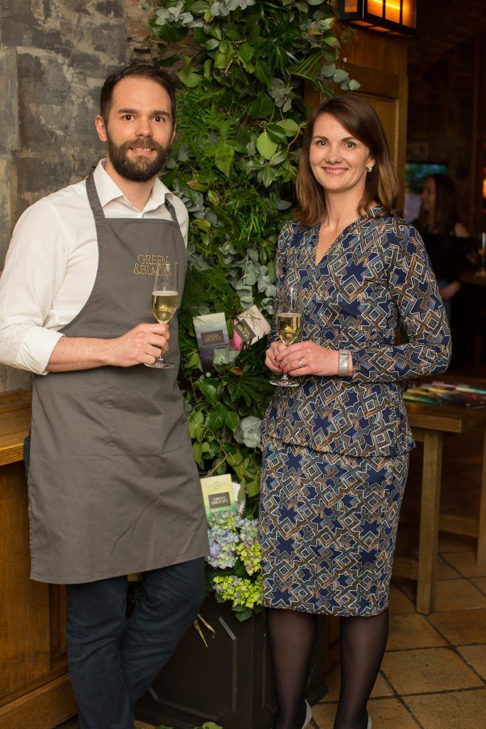 Brandt Maybury & Tricia Burke pictured at the exclusive Green & Black's chocolate and wine pairing event in Dublin's Merrion Hotel Cellar Bar. Photo: Anthony Woods
