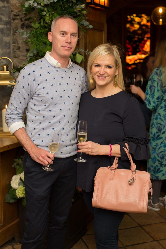 Wayne Cronin & Melanie Morris pictured at the exclusive Green & Black's chocolate and wine pairing event in Dublin's Merrion Hotel Cellar Bar. Photo: Anthony Woods