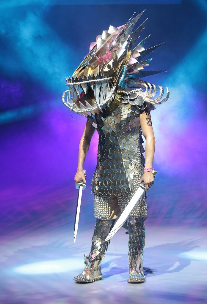 Student Jamie Yap from Scoil Mhuire Community School, Naas ,Co Kildare  pictured wearing a creation fashioned from junk and recycled materials in rehearsals ahead of the Bank of Ireland Junk Kouture 2018 Grand Final at 3Arena, Dublin. Photo: Brian McEvoy