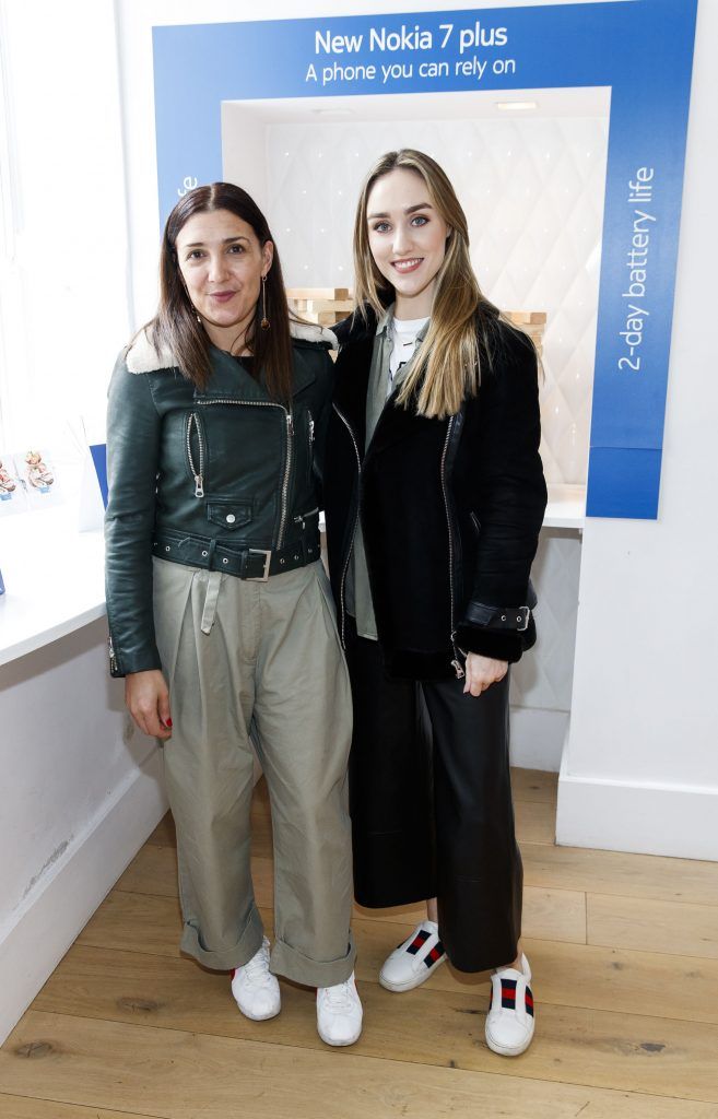 Tanya Grimson Aidina Whyte at the launch of the all new award-winning Nokia 7 Plus and Nokia 6 handsets to the Irish market, at Urchin, Dublin 2. Picture Andres Poveda