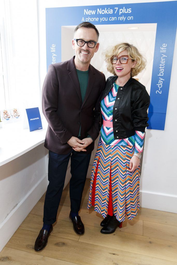 Brendan Courtney and Sonya Lennon at the launch of the all new award-winning Nokia 7 Plus and Nokia 6 handsets to the Irish market, at Urchin, Dublin 2. Picture Andres Poveda