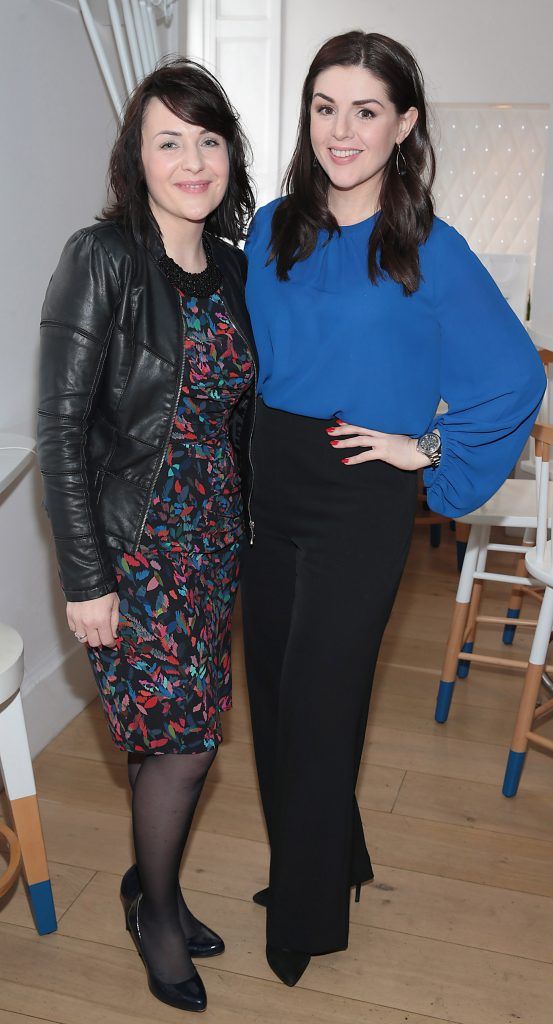 Caroline Gardiner and Sile Seoige pictured at the launch of Marimer, an all-natural nasal spray range, at Urchin, St Stephen's Green, Dublin. Photo: Brian McEvoy