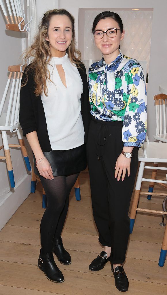 Kayleigh Campbell and Erina McNeilis pictured at the launch of Marimer, an all-natural nasal spray range, at Urchin, St Stephen's Green, Dublin. Photo: Brian McEvoy