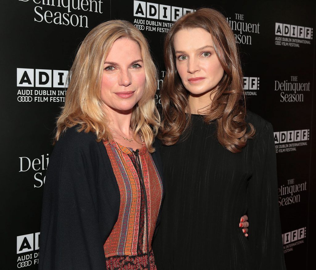 Eva Birthistle and Catherine Walker on the red carpet at the world premiere of Mark O'Rowe's film directorial debut The Delinquent Season in Cineworld, Dublin as part of the Audi Dublin International Film Festival. Pictures: Brian McEvoy