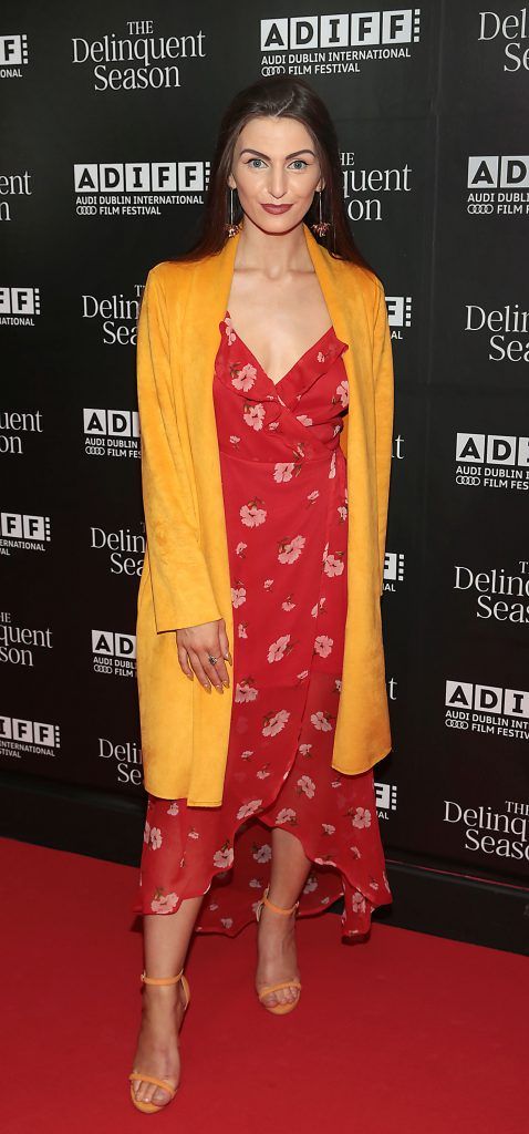 Fionnuala Moran on the red carpet at the world premiere of Mark O'Rowe's film directorial debut The Delinquent Season in Cineworld, Dublin as part of the Audi Dublin International Film Festival. Pictures: Brian McEvoy