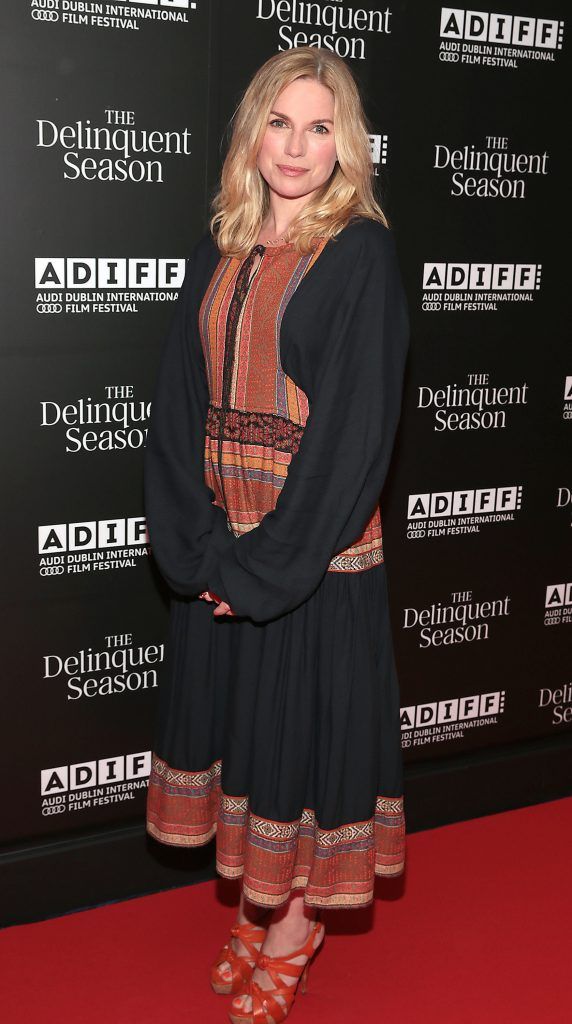 Eva Birthistle on the red carpet at the world premiere of Mark O'Rowe's film directorial debut The Delinquent Season in Cineworld, Dublin as part of the Audi Dublin International Film Festival. Pictures: Brian McEvoy