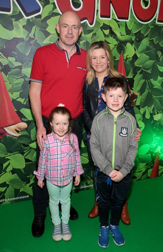 Stephen McAree, Martina McAree, Jessica McAree and Charlie McAree at the special preview screening of Sherlock Gnomes at ODEON Cinema In Point Square, Dublin. Photo: Brian McEvoy