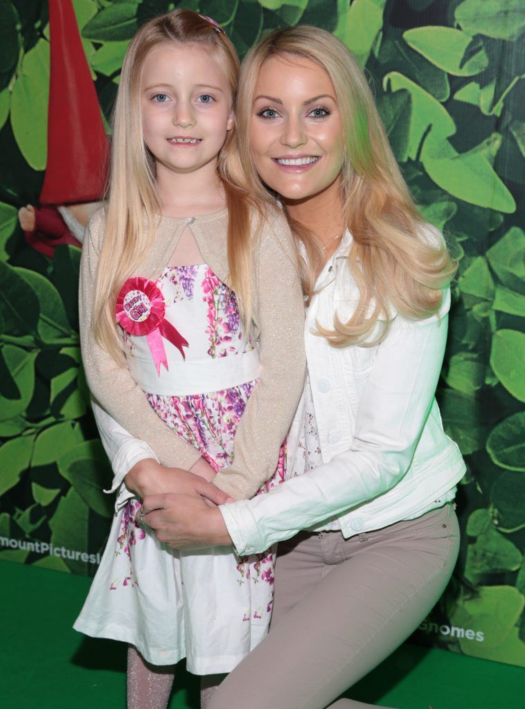Kerri Nicole Blanc and daughter Kayla at the special preview screening of Sherlock Gnomes at ODEON Cinema In Point Square, Dublin. Photo: Brian McEvoy