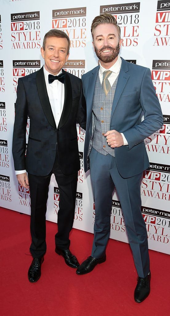 Alan Hughes and Karl Broderick at the Peter Mark VIP Style Awards 2018 at The Marker Hotel in Dublin. Photo: Brian McEvoy