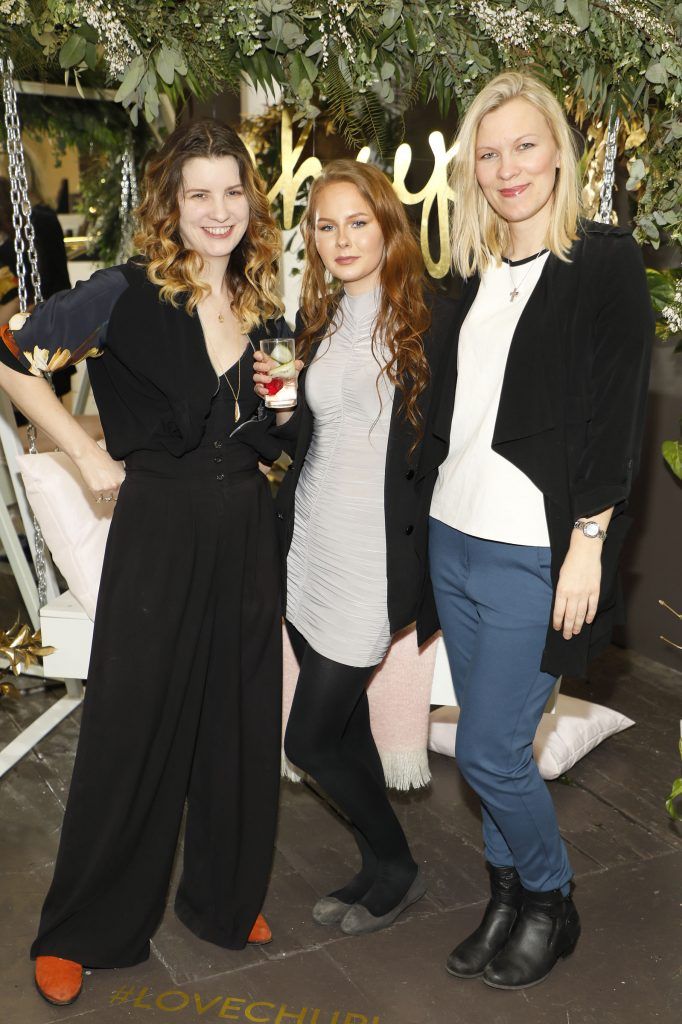 Kate Nolan, Debbie Burke and Diana Baranauskaite at Chupi's 5th Birthday & SS18 Collection Launch Party held at the Powerscourt Townhouse Dublin-photo Kieran Harnett