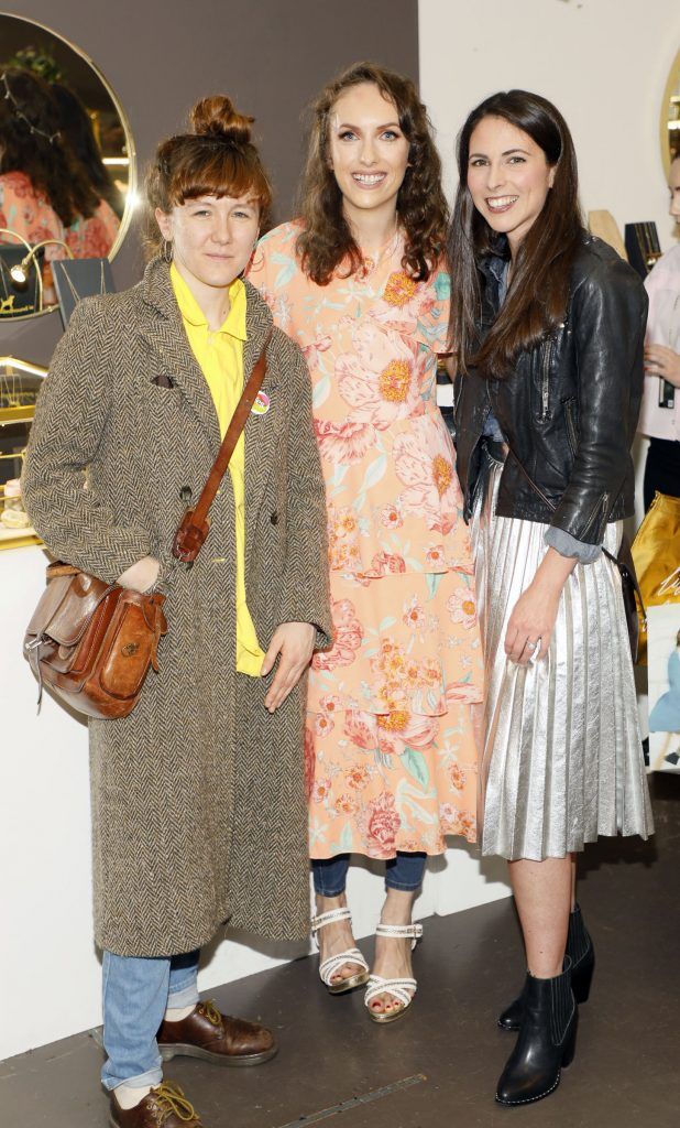 Zoe Ni Riordan, Jenny McGinn and Roisin Scott at Chupi's 5th Birthday & SS18 Collection Launch Party held at the Powerscourt Townhouse Dublin-photo Kieran Harnett