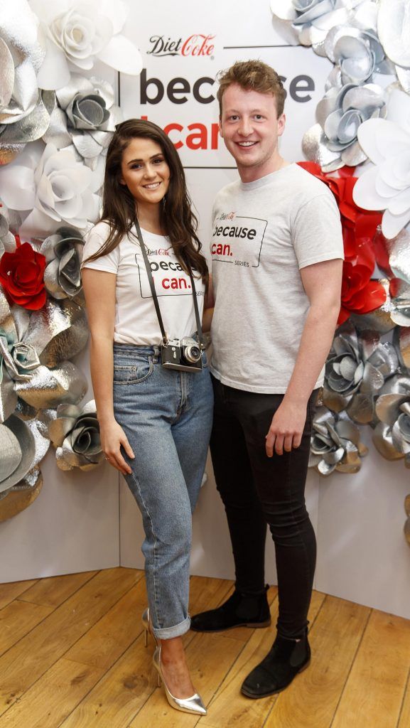 Kamila Mora and Ryan Fitzpatrick pictured at Diet Coke's 'Because I Can' Tropical Popical takeover event where guests learned all the tricks to funky and fabulous nail art. Photo: Andres Poveda