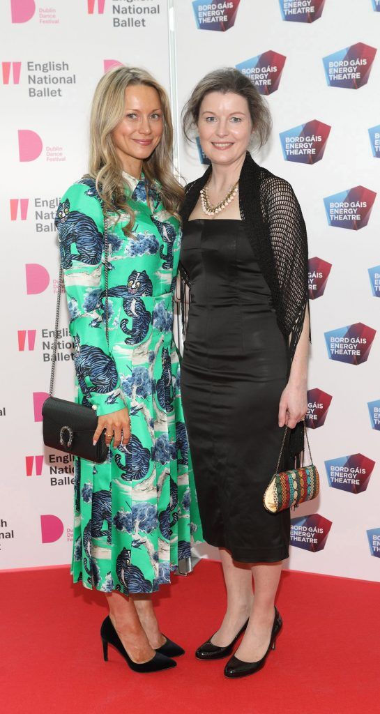Celeste Bickle and Sarah Freeman at the opening night of Dublin Dance Festival to see English National Ballet in Akram Khan's Giselle at the Bord Gais Energy Theatre. Photo by Brian McEvoy Photography