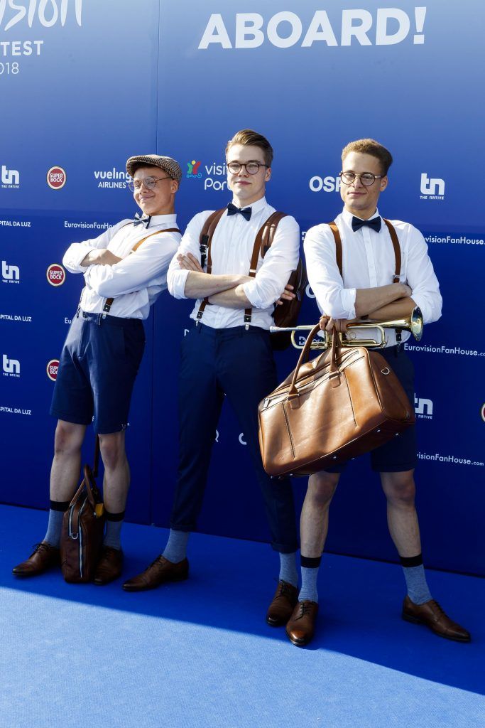 Mikolas Josef of the  Czech Republic with his dancers pictured on the Blue Carpet for the opening ceramony of the Eurovision Song Contest 2018 in Lisbon, Portugal. Picture Andres Poveda