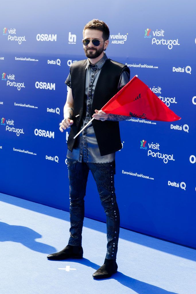 Eugent Bushpepa from Albania pictured on the Blue Carpet for the opening ceramony of the Eurovision Song Contest 2018 in Lisbon, Portugal. Picture Andres Poveda