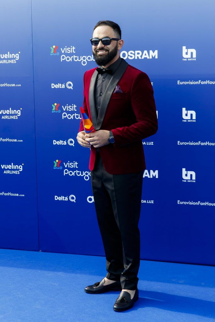 Sevak Khanagyan from Armenia pictured on the Blue Carpet for the opening ceramony of the Eurovision Song Contest 2018 in Lisbon, Portugal. Picture Andres Poveda