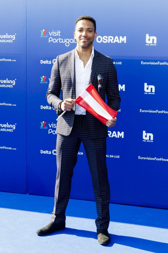 Cesár Sampson from Austria pictured on the Blue Carpet for the opening ceramony of the Eurovision Song Contest 2018 in Lisbon, Portugal. Picture Andres Poveda
