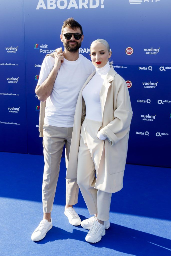 Madame Monsieur representing France pictured on the Blue Carpet for the opening ceramony of the Eurovision Song Contest 2018 in Lisbon, Portugal. Picture Andres Poveda