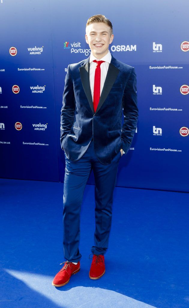 Ari Ólafsson of Iceland pictured on the Blue Carpet for the opening ceramony of the Eurovision Song Contest 2018 in Lisbon, Portugal. Picture Andres Poveda